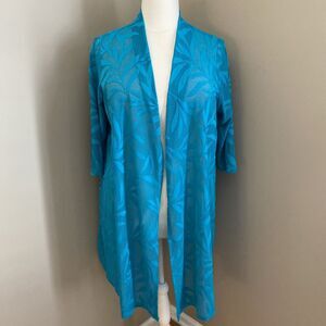 AnyWear by Catherines Turquoise Blue Waterfall Open Front Cardigan 1X, 18/20W